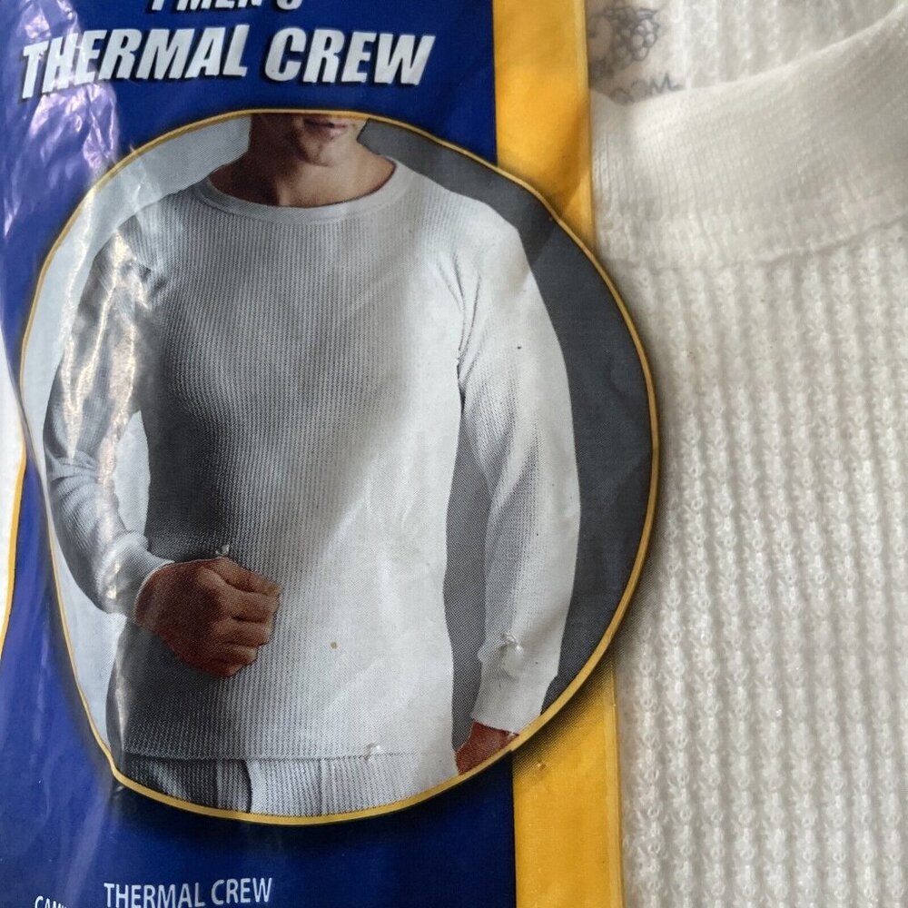 Thermal Crew Shirt Top Natural Size Large Sz 42-44 Men's FOL Fruit Of The Loom